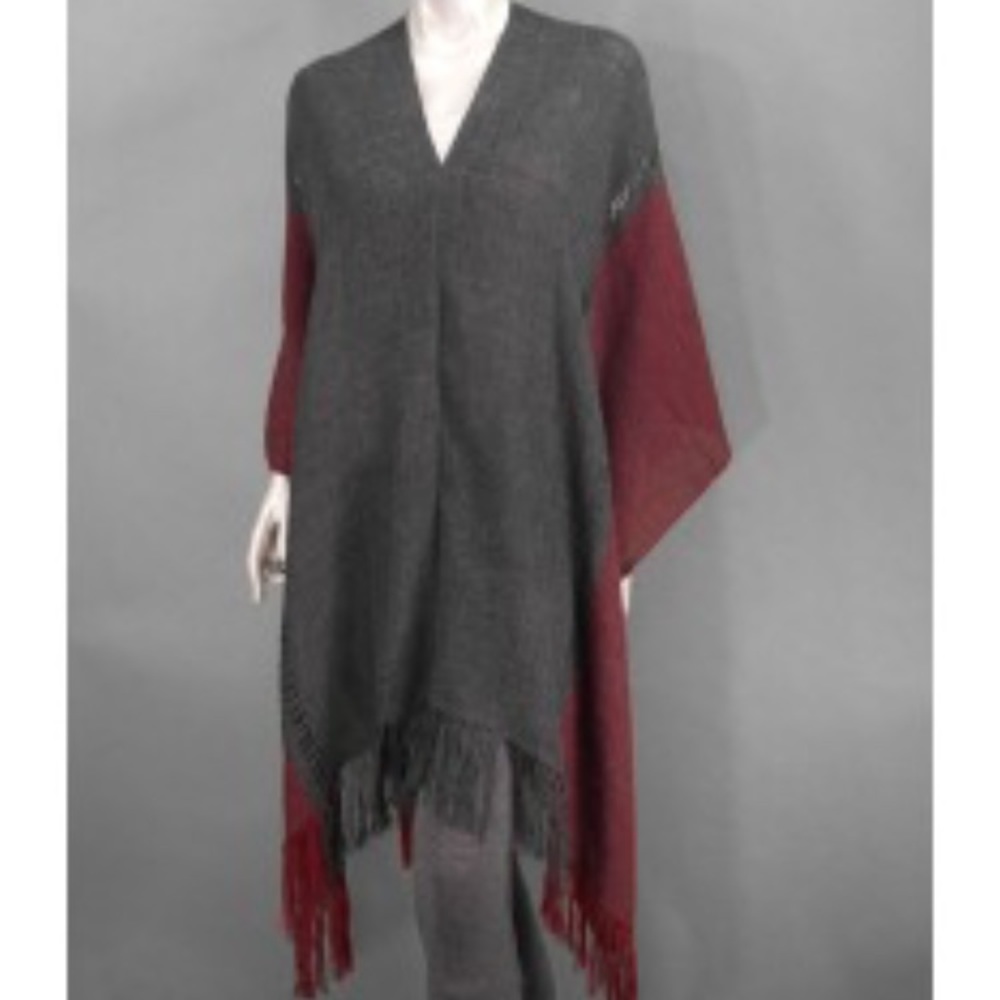 Baby Alpaca Shawl - sangria/smoke